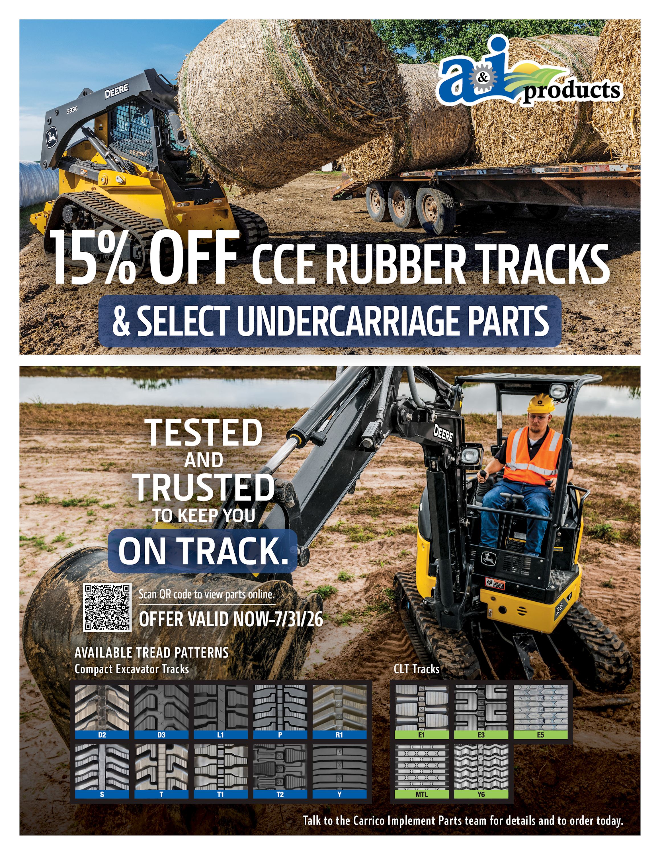 15% Off CCE Rubber Tracks & Select Undercarriage Parts