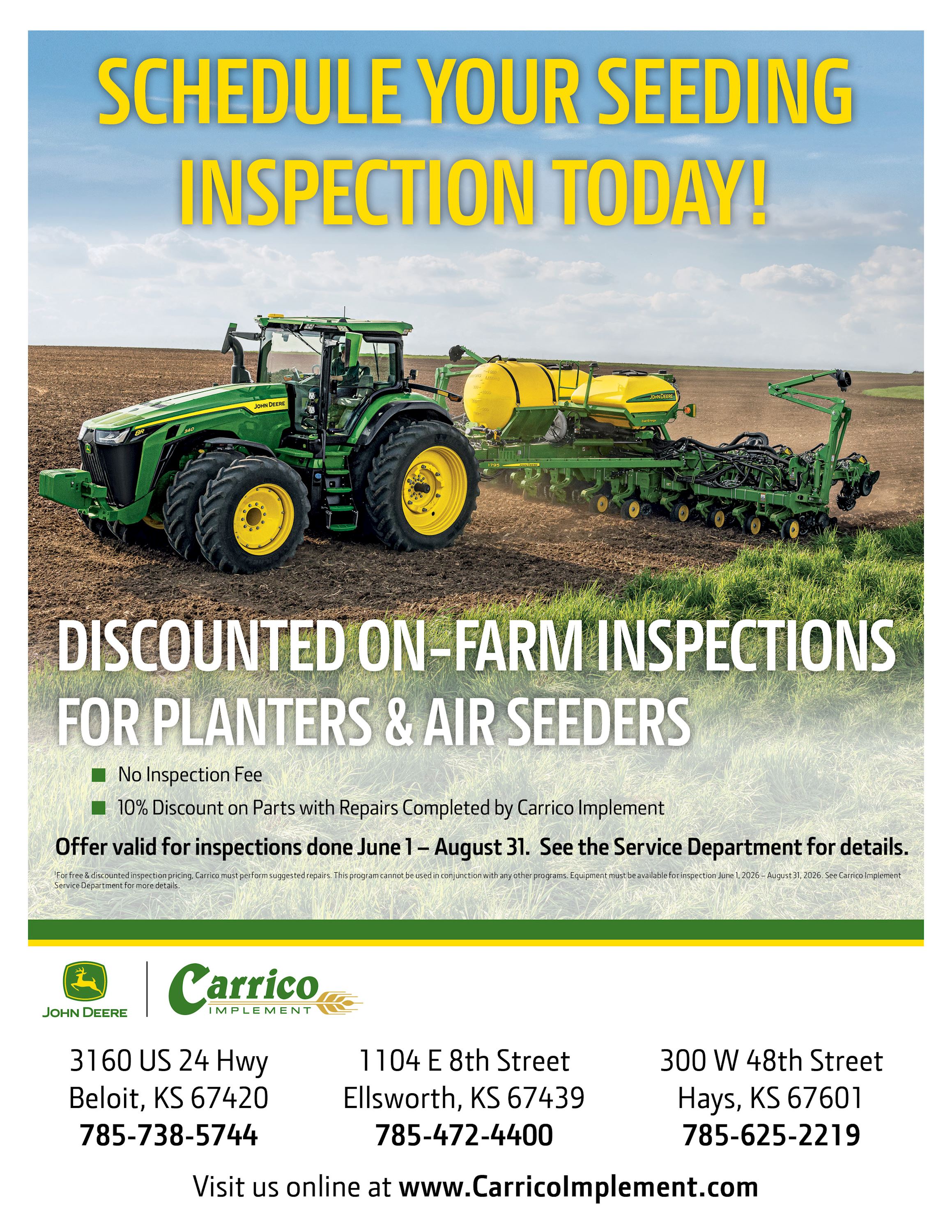 Discounted On-Farm Summer Inspection For Planter & Air Seeders