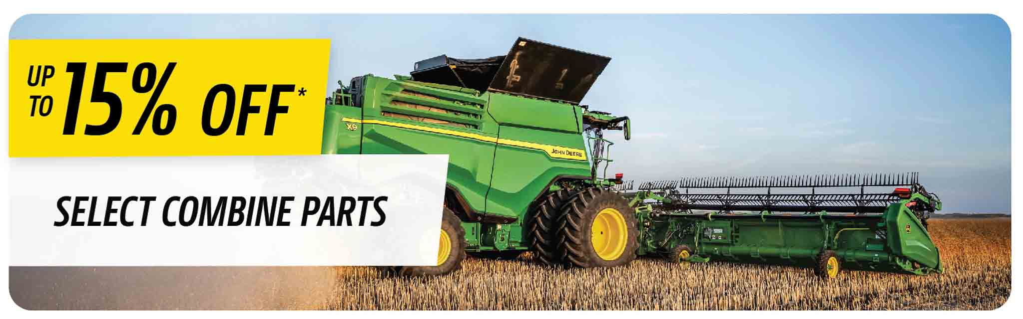 15% off select combine parts